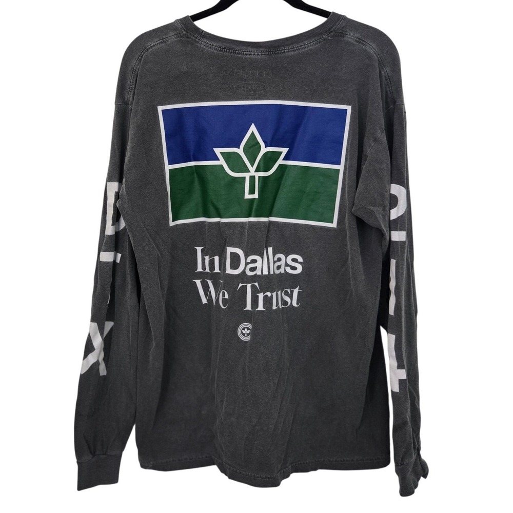 Centre In Dallas We Trust Long Sleeve T-Shirt‎ Mens Large Grey DTX 214 Graphic